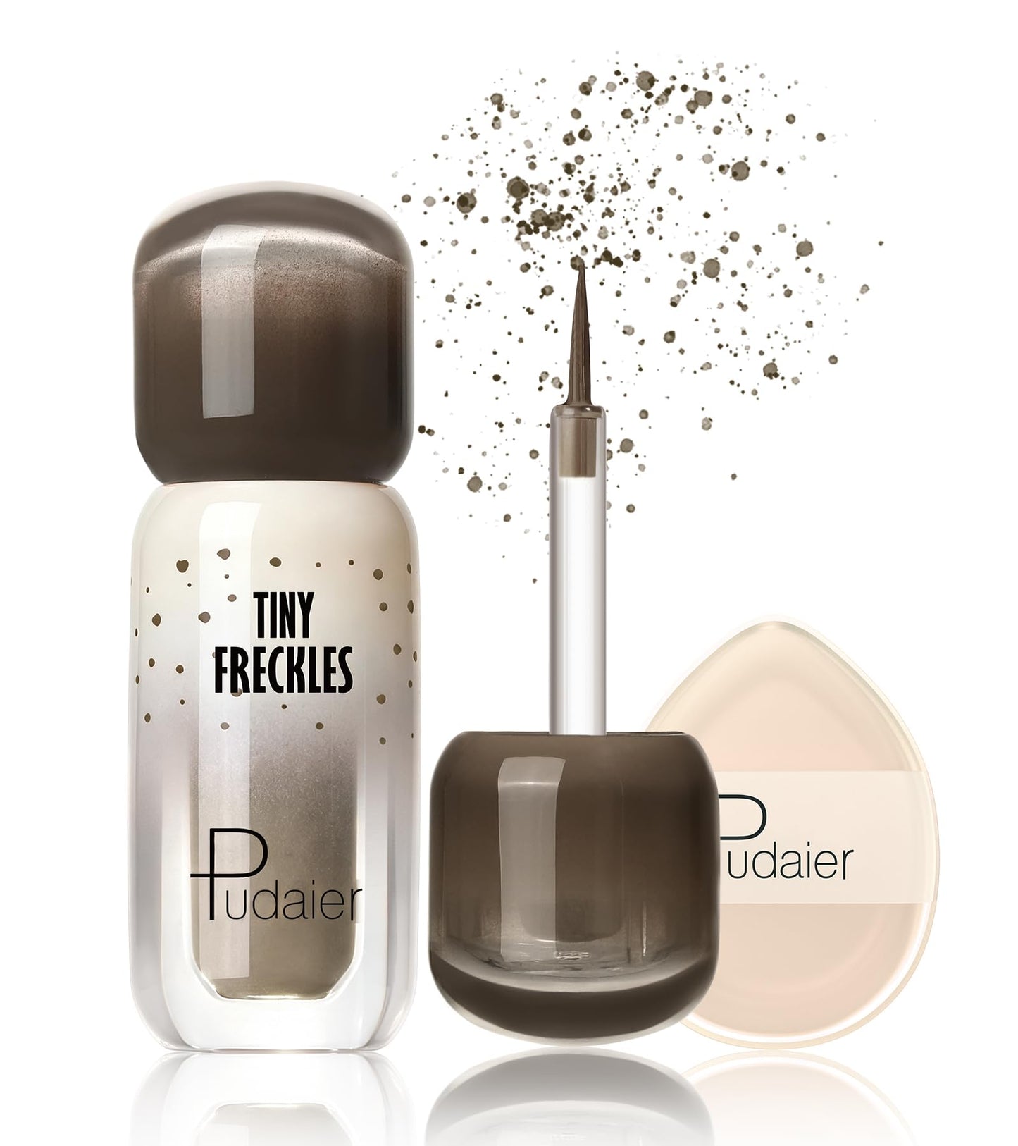 Pudaier Freckle Pen - Waterproof Faux Freckle Stamp With a Silicone Puff, Liquid Freckle Natural-Looking Freckle Makeup, Long-Lasting Magic Fake Freckles Marker for Sunkissed Makeup, 04 Ash Chestnut