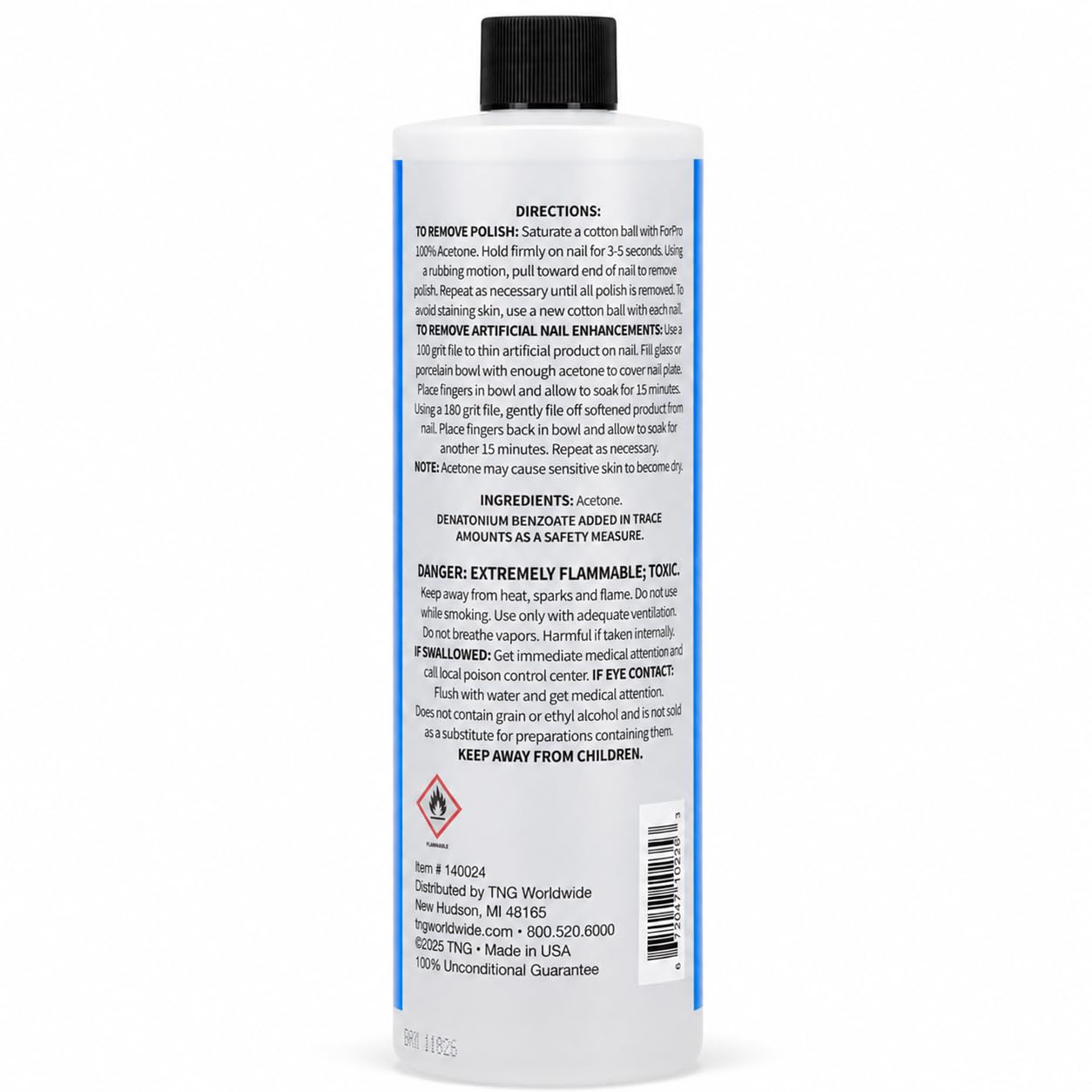100% Pure Acetone Nail Polish Remover - 16 fl. oz. for Natural & Acrylic Nails | Gel Polish & Glitter Remover