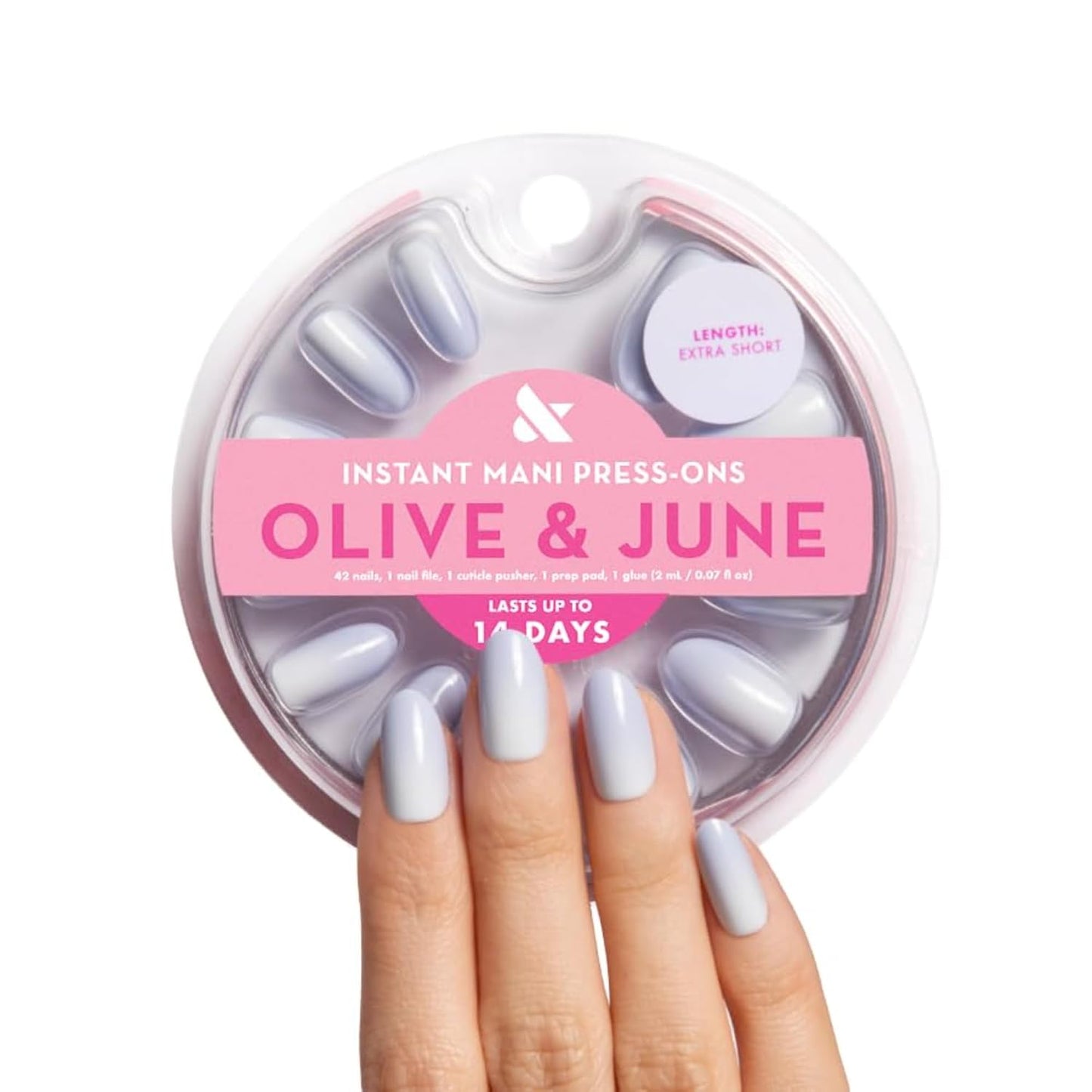 Instant Mani Summer Press-On Nails - Non-Toxic, Long-Lasting | 42 Fake Nails in 21 Sizes | Medium Almond Shape