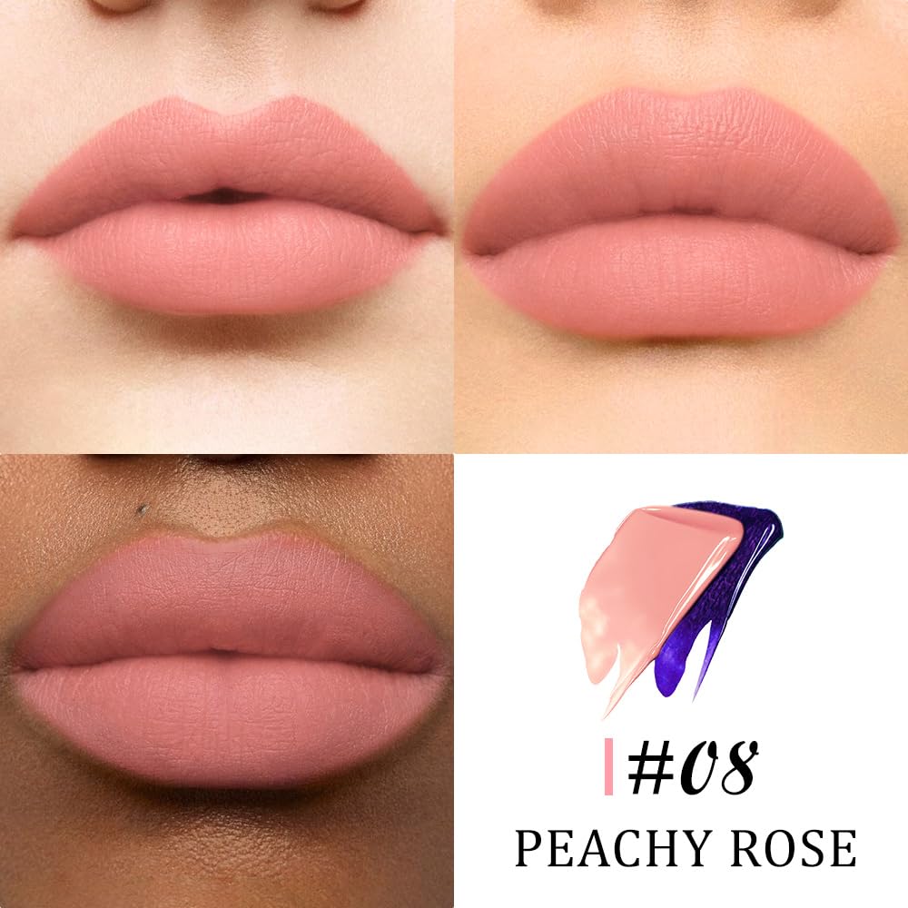 Peachy Rosee Peel Off Lip Stain Tints - Long Lasting Matte Lipstick | Waterproof, High Pigmented, 24-Hour Wear, 08