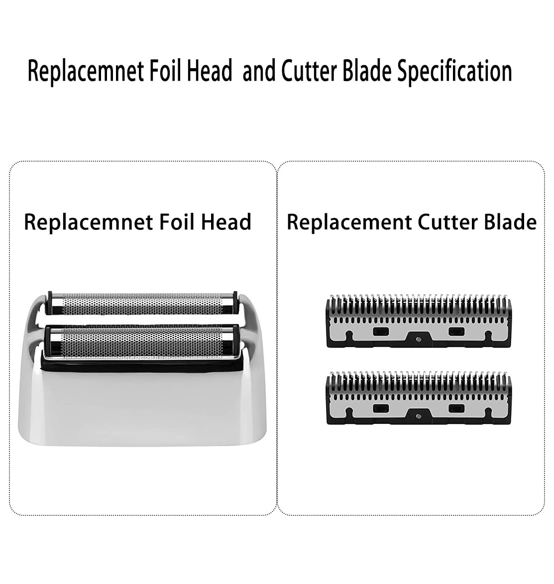 Kaynway Replacement Foil and Cutters for BaBylissPRO Barberology Double Foil Shaver, Professional Foil Cutter Blade for BaBylissPRO Barberology FX Collection Metal Foil Shaver (Silver)