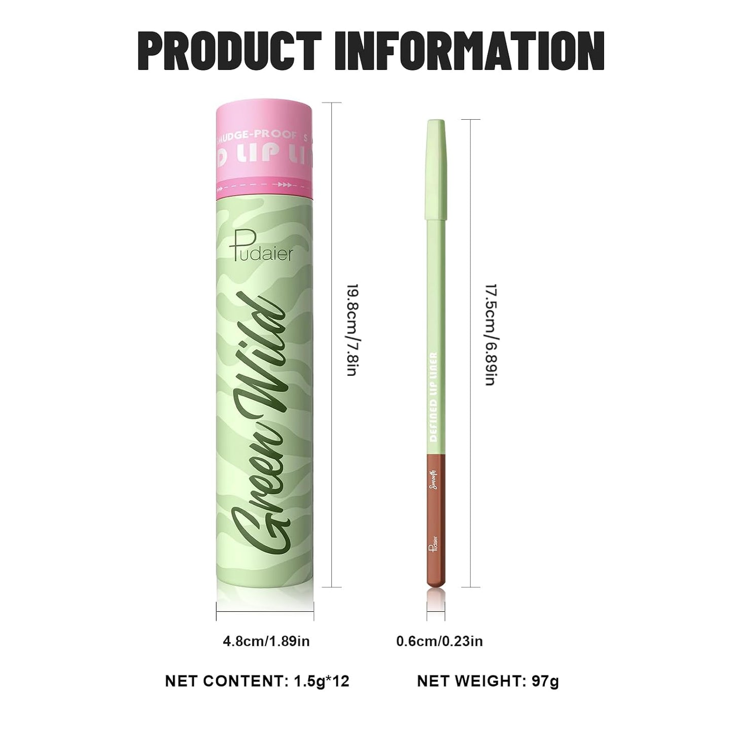 Pudaier 12-Color Lip Liner Set - Waterproof Matte Velvet Lip Liners | Long-Lasting, High Pigment, Creamy Smooth