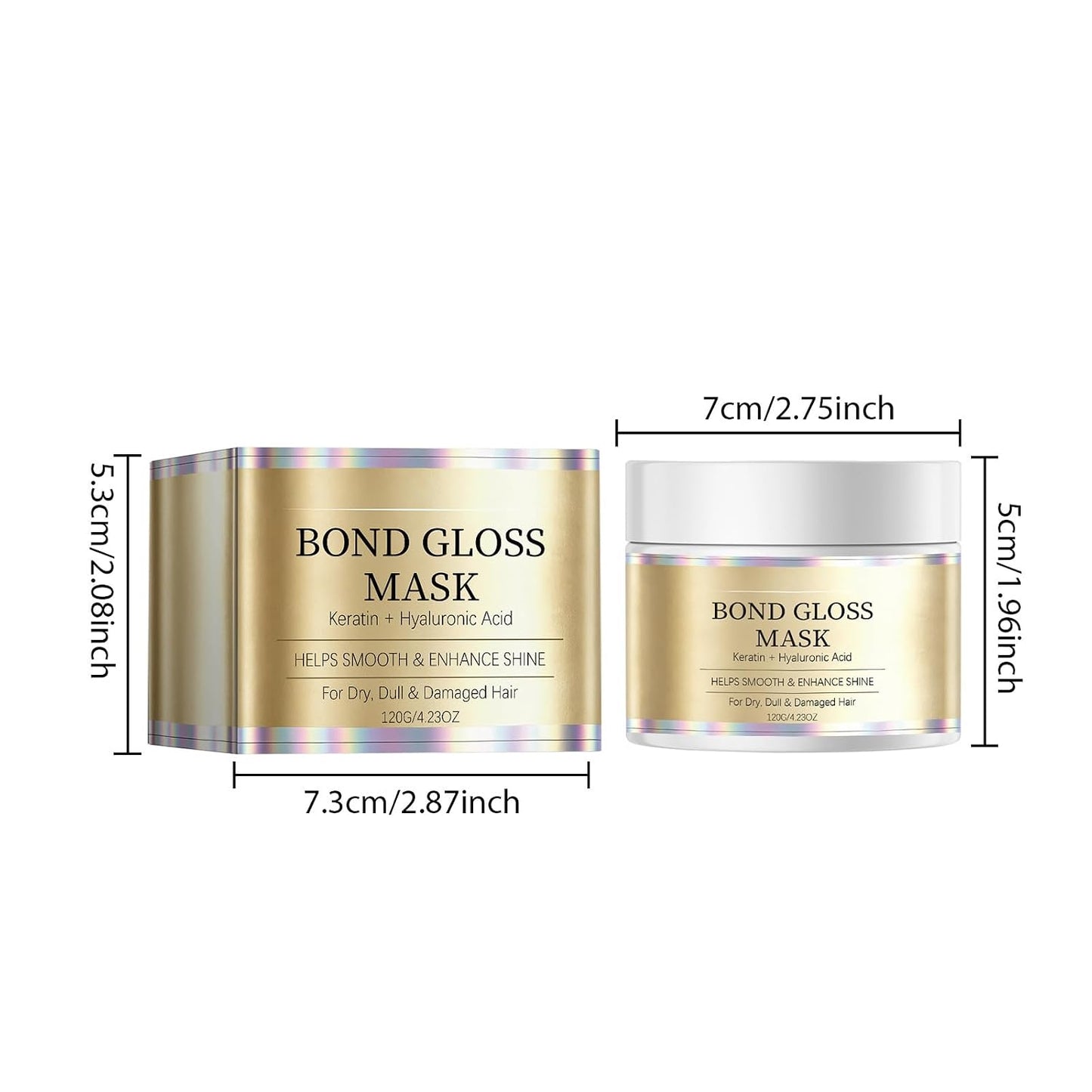 Bond Gloss Hair Mask - Hydrolyzed Keratin & Hyaluronic Acid Treatment for Dry, Dull Hair | Sulfate-Free, Silicone-Free (1 PCS)