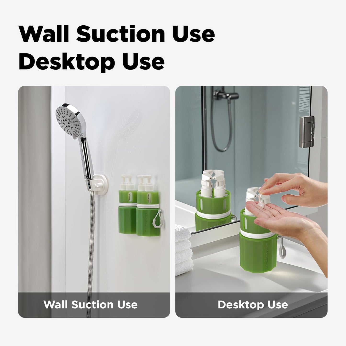 VOGOGE Travel Bottles for Toiletries, TSA Approved Travel Shampoo and conditioner Bottles with Suction Cups, Green
