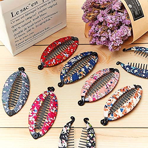 9-Piece Bohemia Style Floral Banana Hair Clips - Durable Fishtail Claw