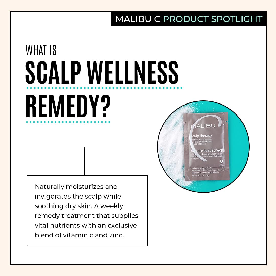 Malibu C Scalp Therapy - Dry Scalp Treatment with Vitamin C & Zinc Gluconate | 3 Packets for Soothed, Moisturized Skin