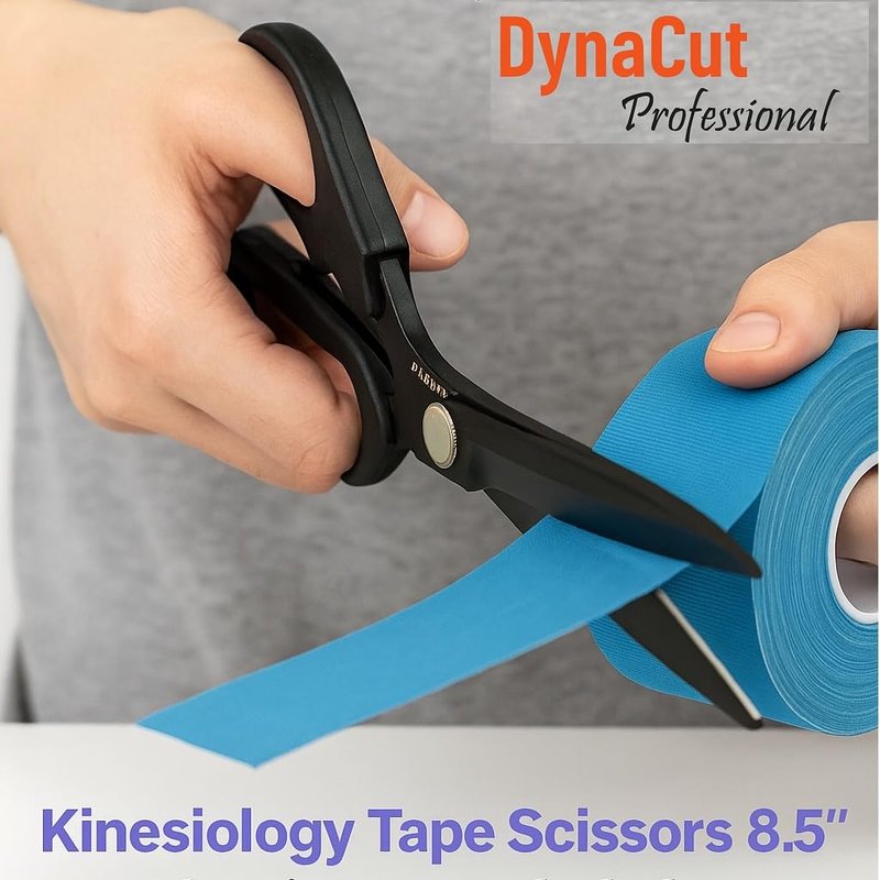 DynaCut Kinesiology Tape Scissors Non-Stick Fluorine Coated Stainless Steel Blades, Ergonomic TPR Soft Grip – Precision Gum-Free Cutting for Sports Taping, Athletic, Medical Tape, and First Aid Use