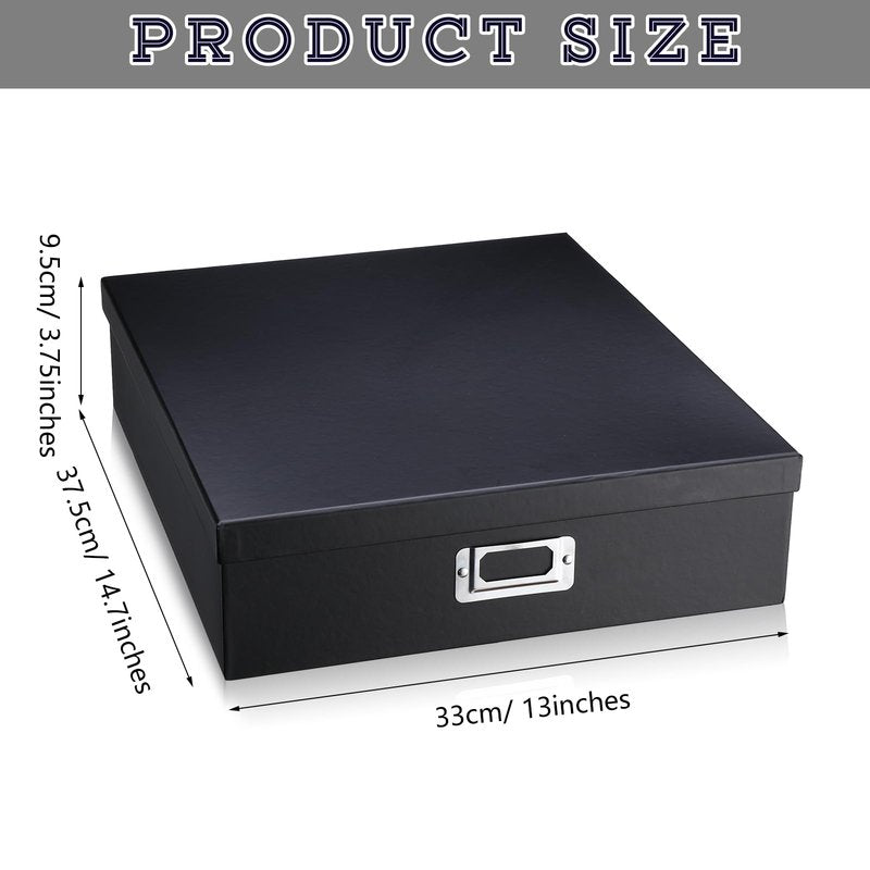 Nosiny 3 Pcs Jumbo Scrapbook Storage Box 14.75 x 13 x 3.75 Inch Photo Keepsake Storage Cases Document Photo Organizer Letter with Lid Memories Picture Album Keeper