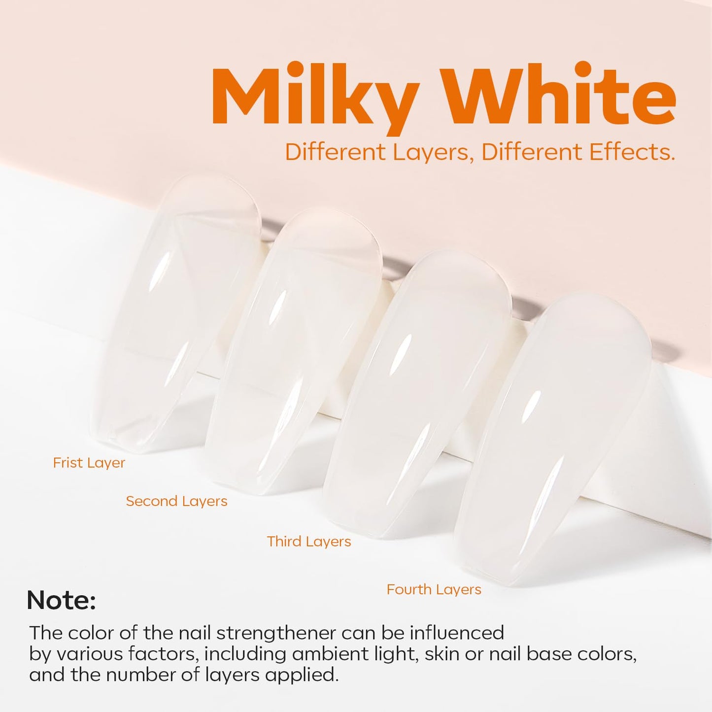 Nail Strengthener - Milky White Nail Polish for Damaged Nails | Quick Dry Hardener & Growth Formula, 15ml