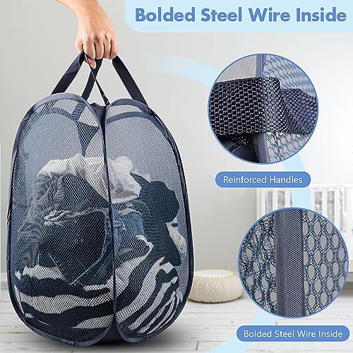 DUCOO 70L Pop Up Laundry Hamper - Collapsible Mesh Basket, 2-Pack