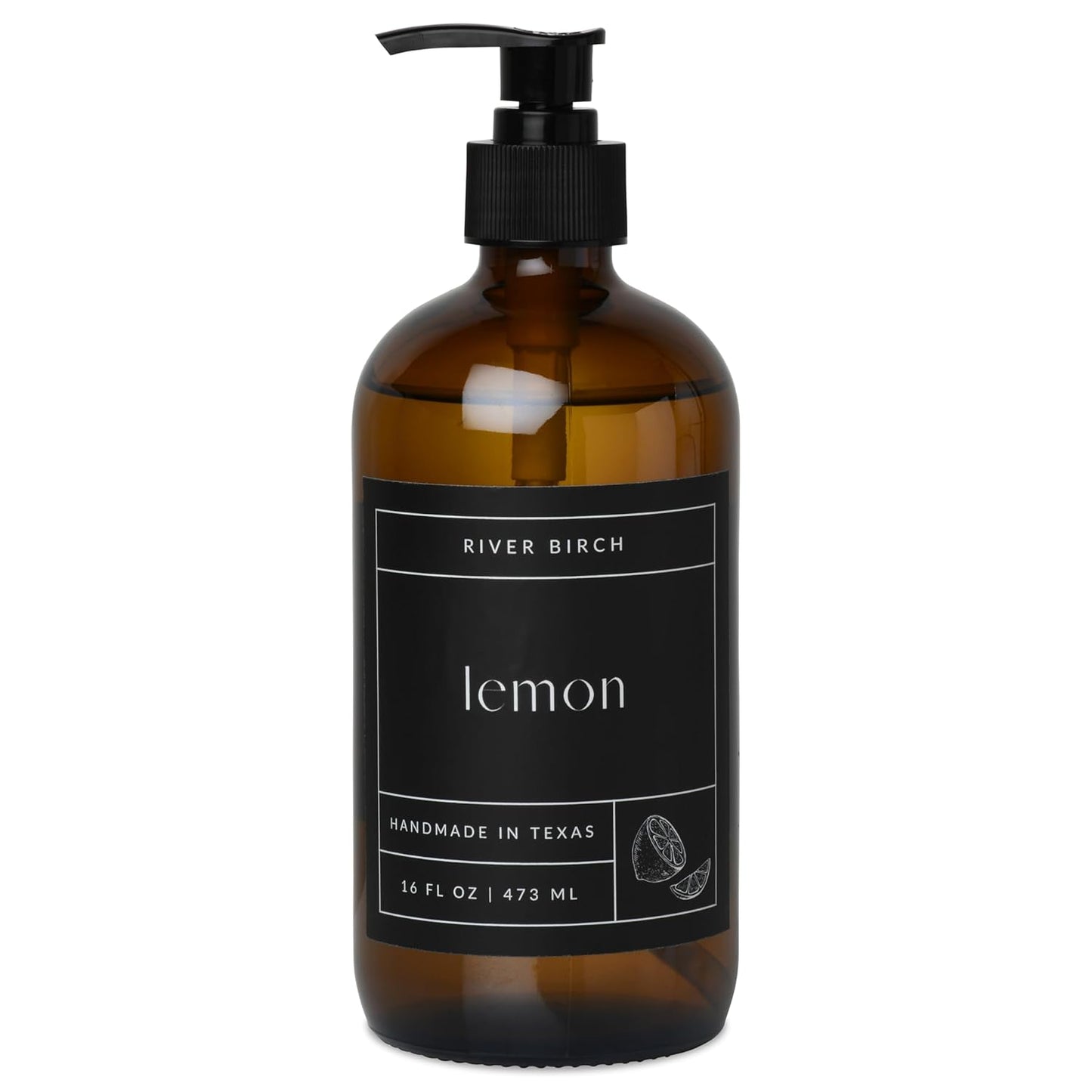 Natural Hand Soap - River Birch Sea Salt & Citrus Scent - Moisturizing Vegan Formula | 16 Fl Oz Amber Glass Dispenser