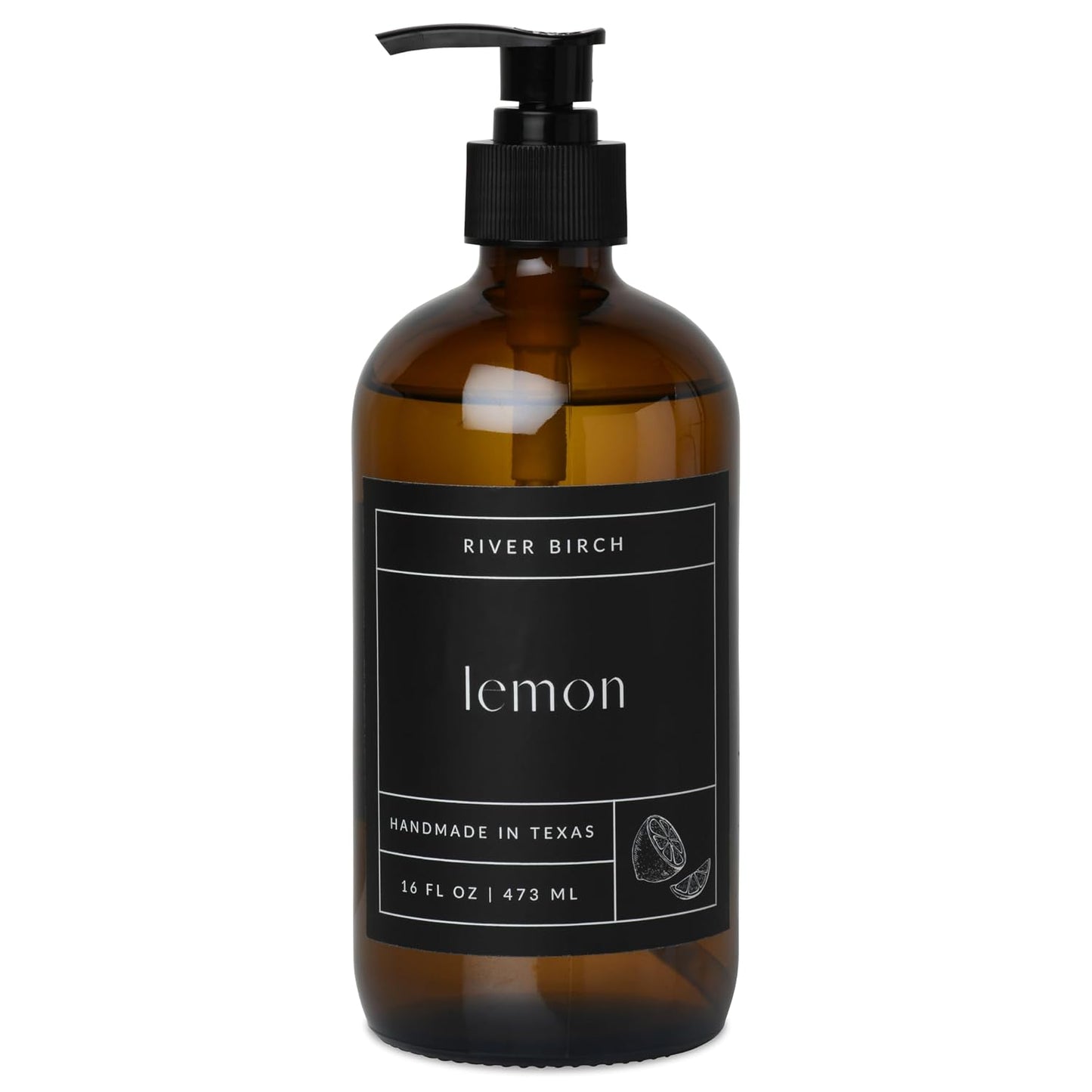 River Birch Mahogany Woods Scented Hand Soap - Moisturizing Vegan Formula | 16 Fl Oz Amber Glass Dispenser