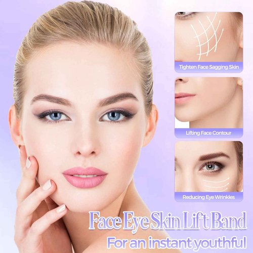 LadPemo Face Lift Band Invisible, Facelift Tape for Face Invisible with Bands, Adjustable Facelift Bands with Hair Clips, Brown Facial Tape with String for Lifting Sagging Skin (2 PCS)
