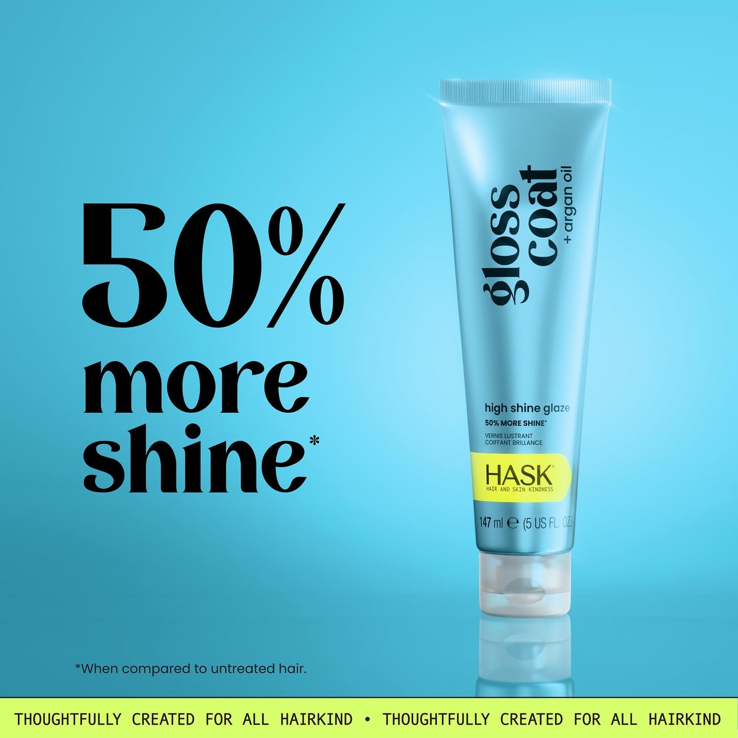 HASK Gloss Coat + Argan Oil High Shine Glaze | Glass Hair Shine, Smooths Frizz, 5 Minute Rinse Treatment | Sulfate, Paraben, & Cruelty Free, Color Safe, Vegan, 5 fl oz