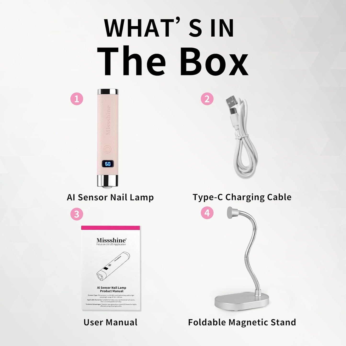 UV Nail Lamp - Handheld Cordless LED Nail Dryer with Auto Sensor | Fast Curing Gooseneck Design (Pink)