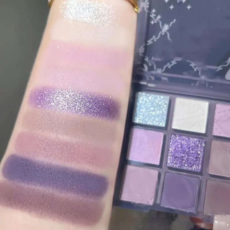 Lavender Whisper Eyeshadow Palette - 9 Blendable Lilac & Purple Shades | Matte & Glitter Finishes for Romantic Looks