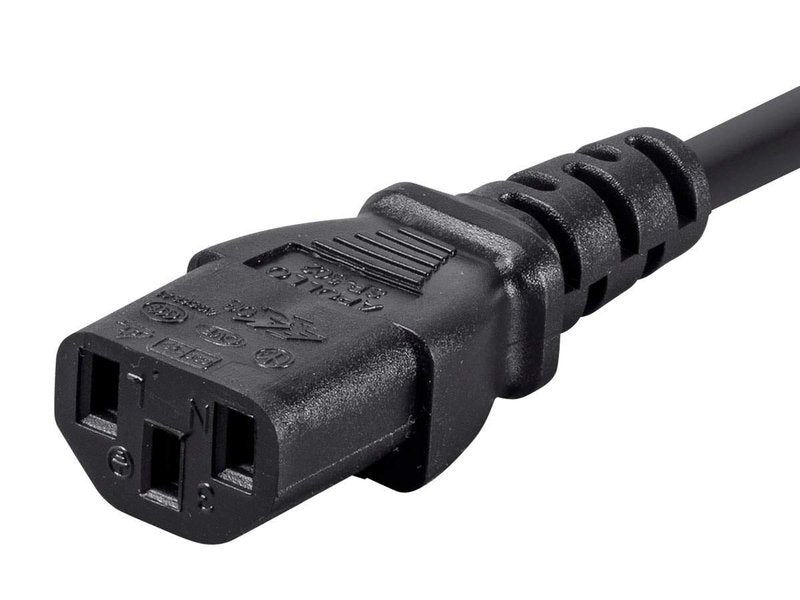 Monoprice 105294 15ft 14AWG Power Cord Cable w/ 3 Conductor PC Power Connector Socket, 15A (NEMA 5-15P to IEC-320-C13) Black
