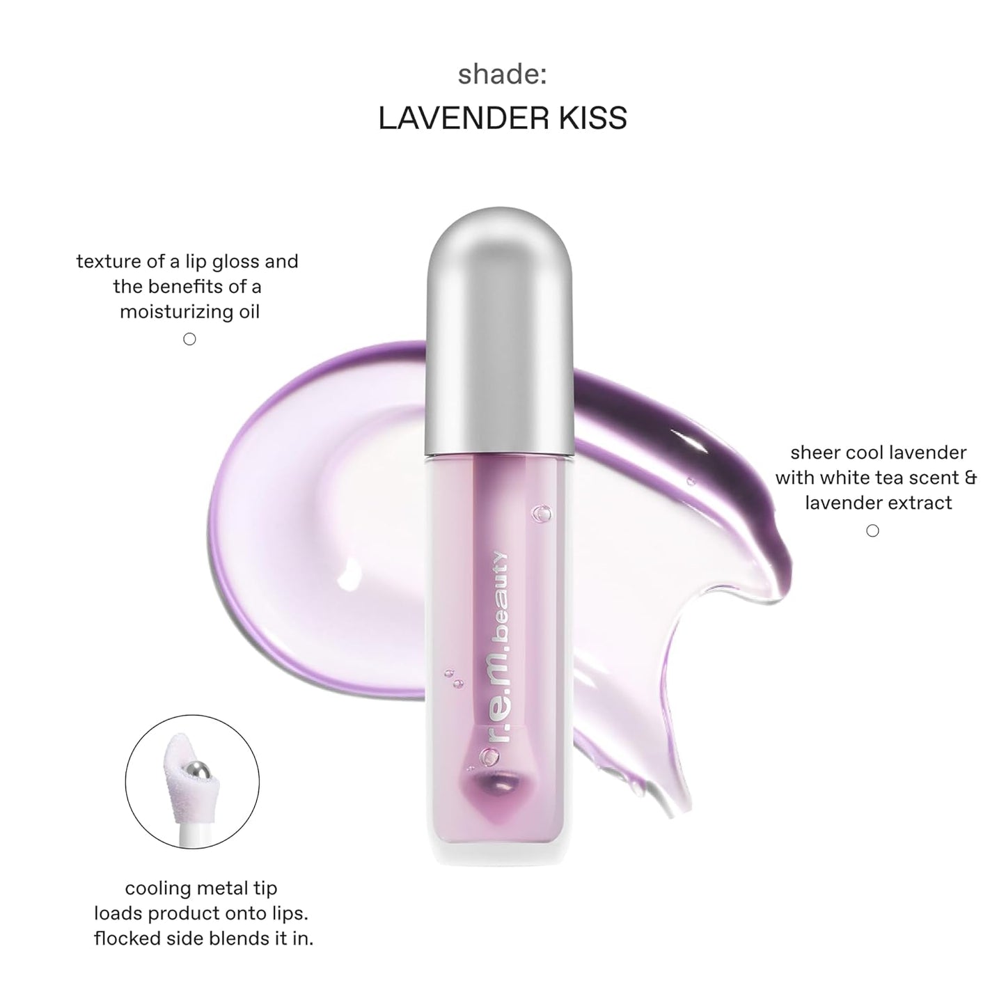 Essential Drip Lip Oil - Lavender Kiss | Non-Sticky Hydrating Formula with Coconut Oil & Cooling Metal Applicator