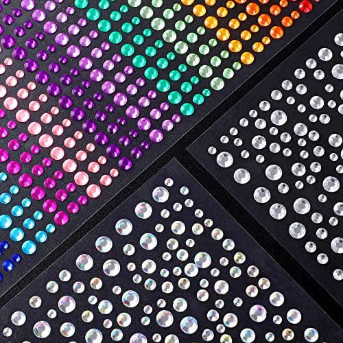 1600 Pcs Self-Adhesive Face Gems in 15 Colors for Makeup