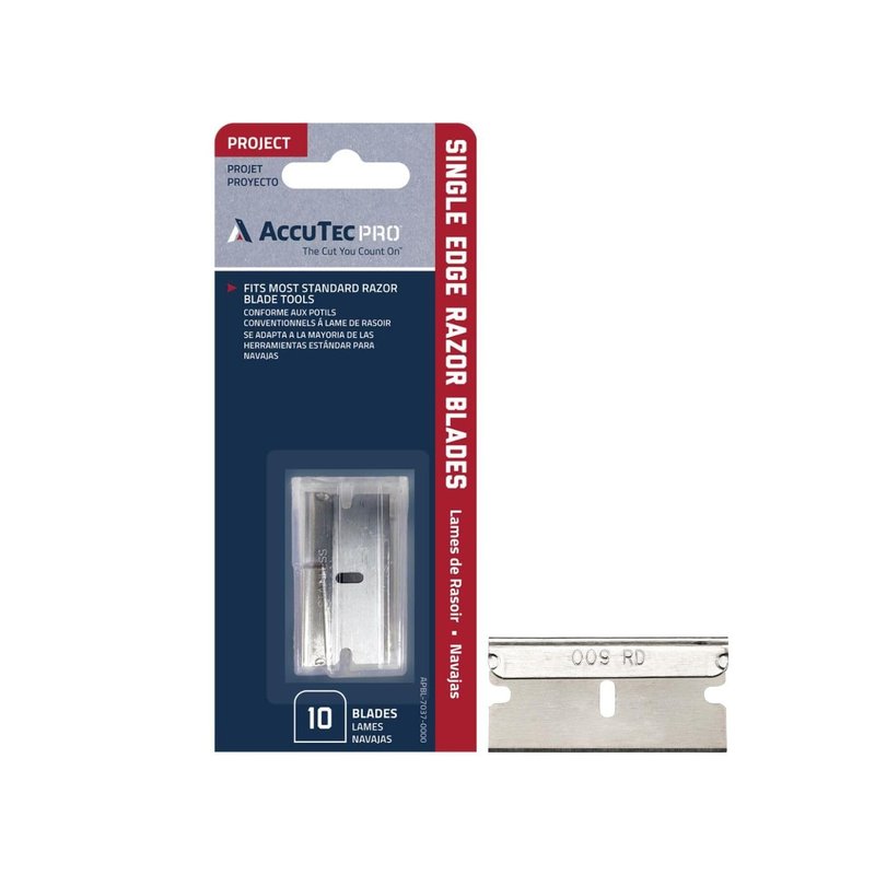 Single Edge Aluminum Backed Razor Utility Blades - 10-Pack - .009 In Made of High Carbon Steel for Extra Durability and Long Life - APBL-7037