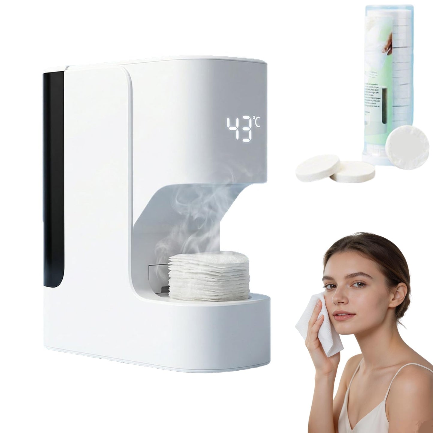 Erxewim Automatic Hot Towel Dispenser with Adjustable Temperature, 5-Second Heating, Smart Voice Alerts - Towel Heater for Spa, Salon, Home Facial Treatments (Machine+1 Barrel(20pcs) Towel)