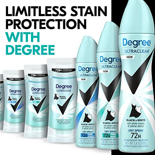 Degree UltraClear Black+White Pure Fresh Antiperspirant Dry Spray, 3.8 oz (Pack of 3)