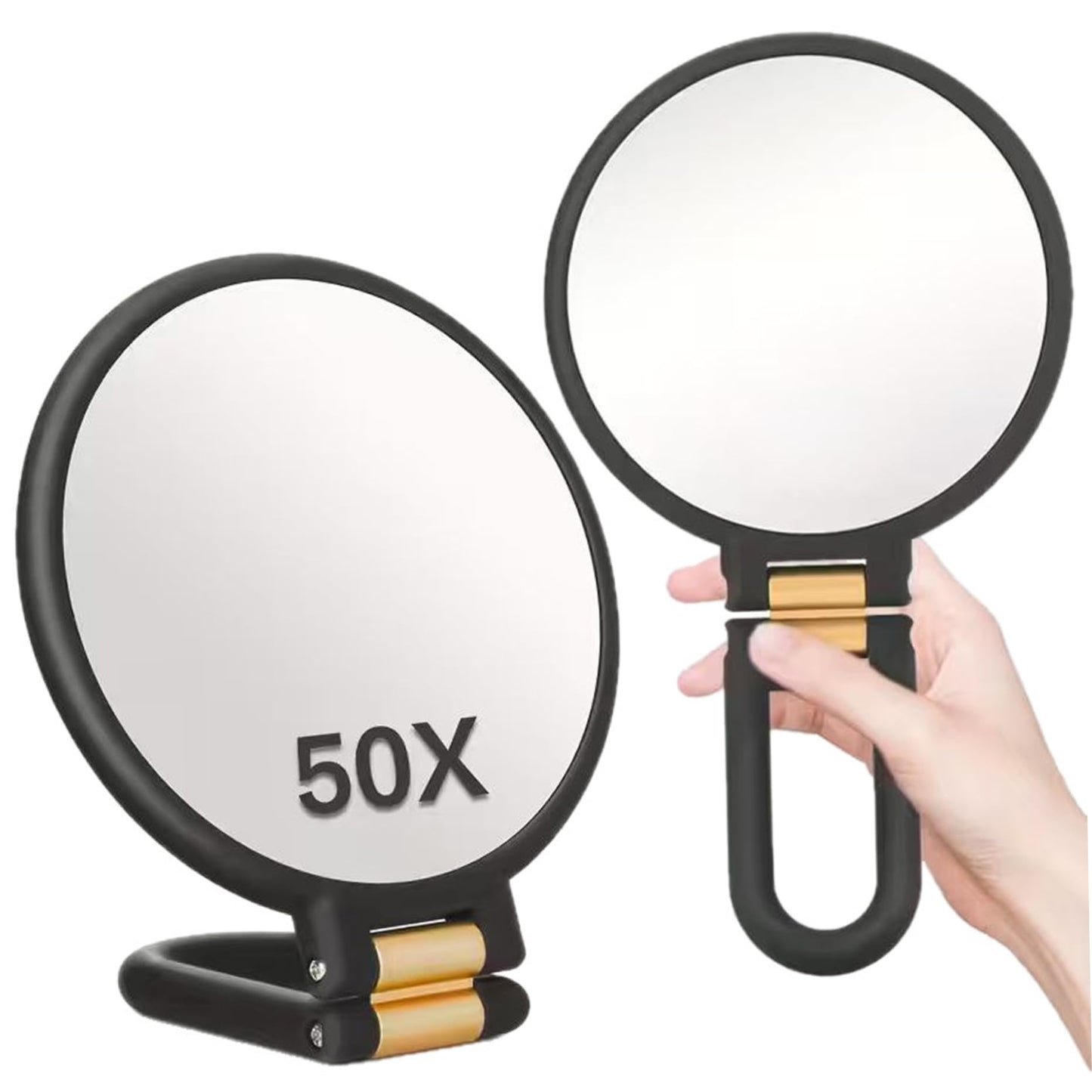 Bemonew Magnifying Makeup Mirror 50X Magnifying Mirror, Double-Sided Makeup with 360° Adjustable Handle, Handheld/Wall Mount/Tabletop Design for