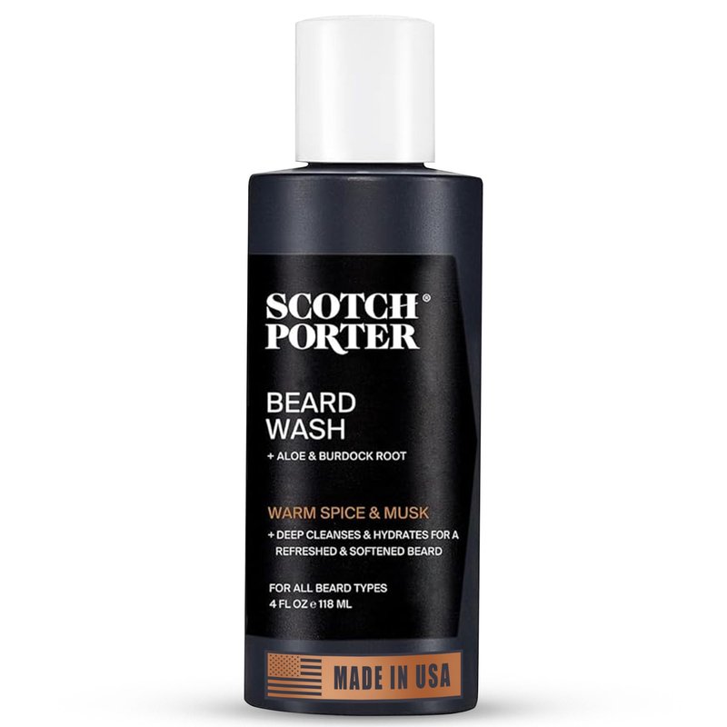 Scotch Porter Moisturizing Beard Wash – Cleanse, Refresh, Hydrate & Soften Coarse, Dry Facial Hair while Protecting Skin for a Fuller-Looking Beard – Original Scent, 8 oz. Bottle
