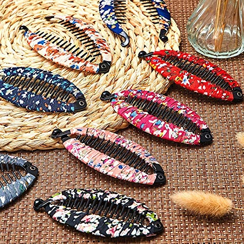 9-Piece Bohemia Style Floral Banana Hair Clips - Durable Fishtail Claw