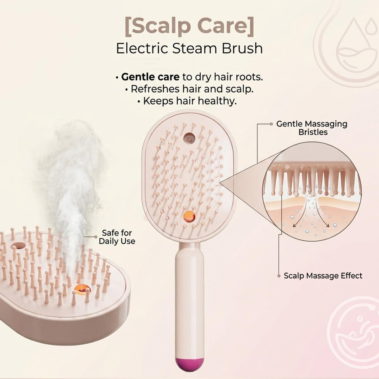 2026 New Electric Steam Brush, Electric Steam Brushs for Hair, Rechargeable Steam Hair Straightener with Water Spray, Detangling Steam Brush for Reduce Frizz, Nourishes Hairs (Purple)