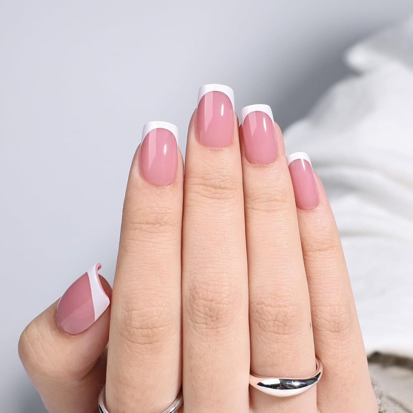 Glossy Red Press On Nails - Almond Shape Fake Nails with Glue | 32 PCS, 16 Sizes for Women