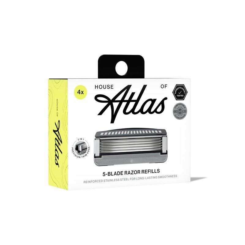 House of Atlas Men's Razor Blade Refills, Precision Trim Edge, 4 Count