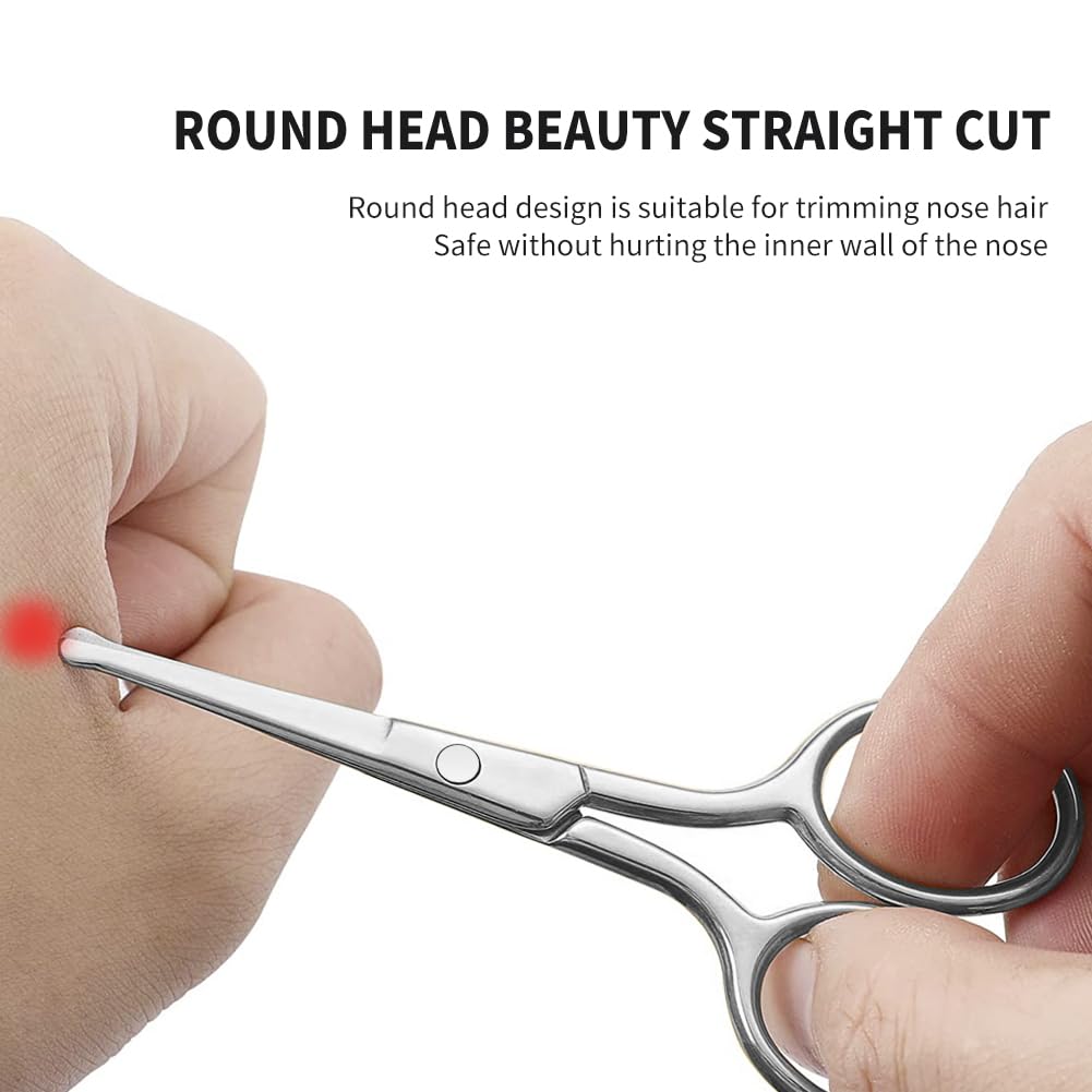 AsonTao Small Scissors With Round Tip Design - Professional Grooming for Hair, Eyelashes, Nose, Eyebrow Trimming, Mustache - Will Not Hurt the Nasal Cavity