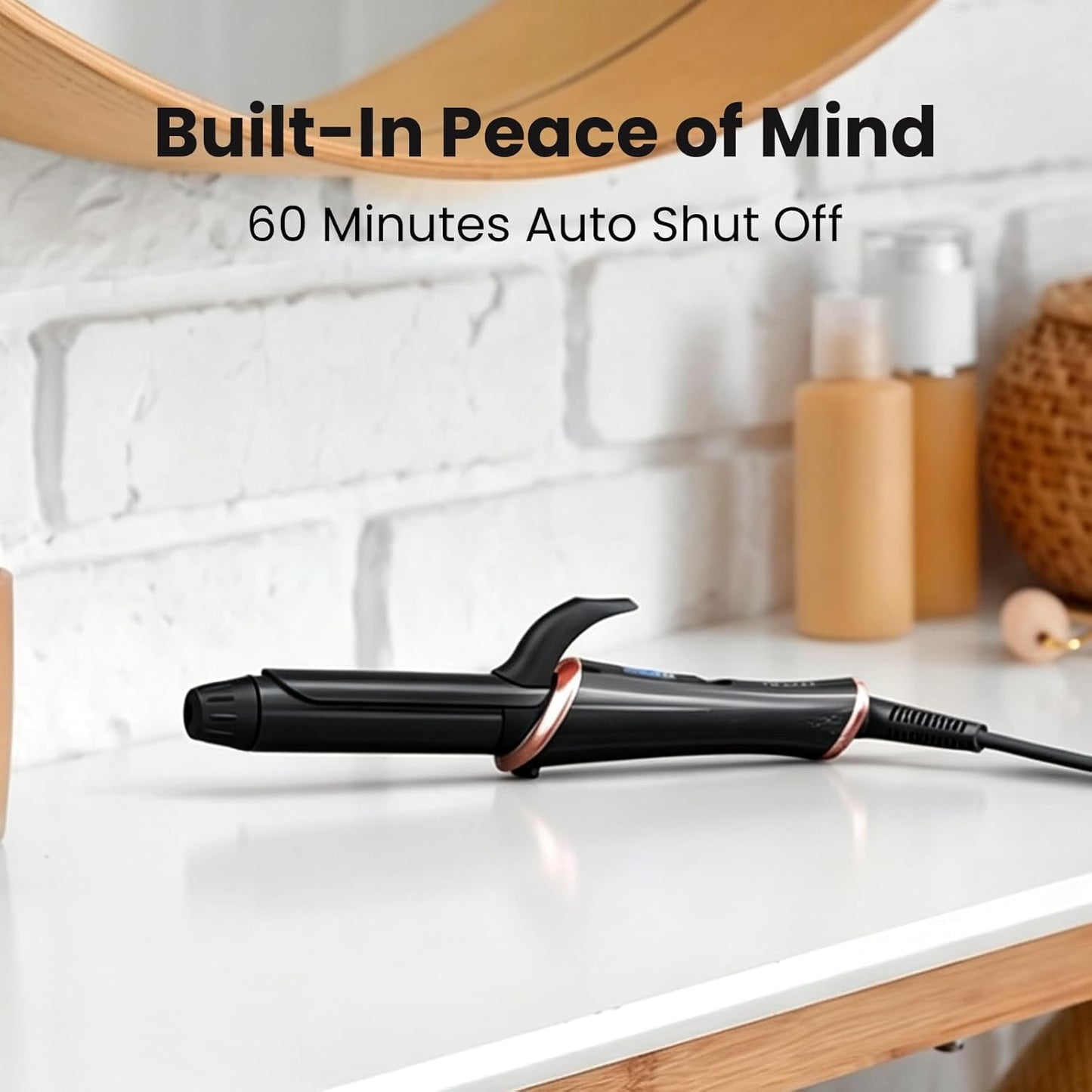 CIVEYA Travel Mini Curling Iron - 1 Inch Dual Voltage Ceramic Wand with 5 Adjustable Temps | Fast Heat-Up, Infused with Argan Oil