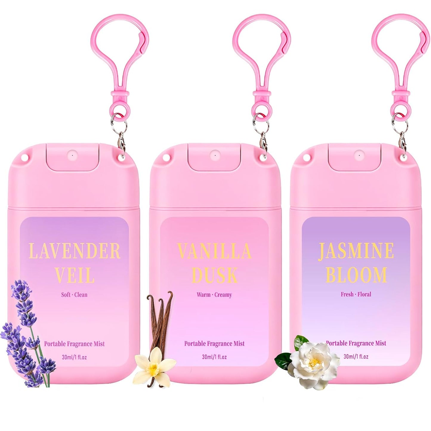 AQUA BLANCE Travel Size Body Spray - Portable Fragrance Mist Set | 3 Pack of Vanilla, Jasmine & Lavender (1 fl oz Each)