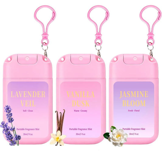 AQUA BLANCE Travel Size Body Spray - Portable Fragrance Mist Set | 3 Pack of Vanilla, Jasmine & Lavender (1 fl oz Each)