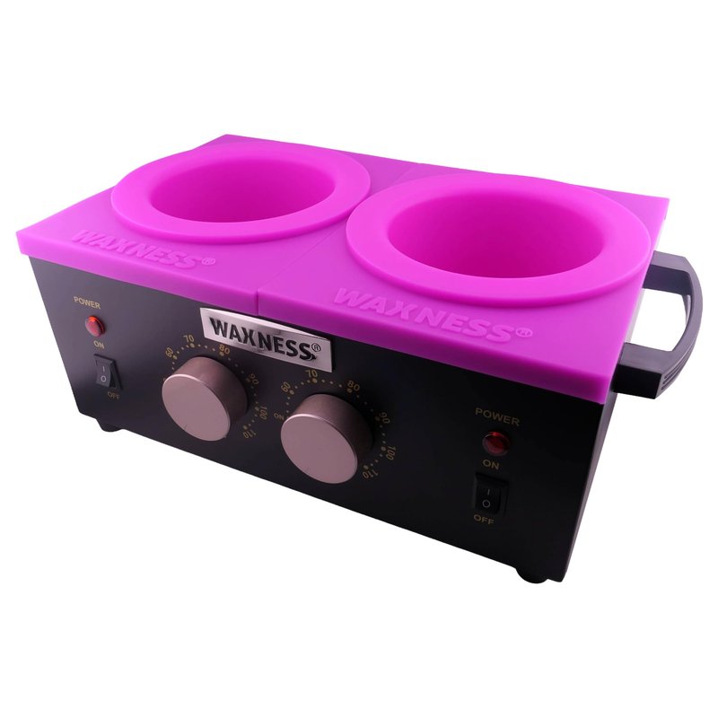 Waxness WN-5002 Elite-Series Double Professional Wax Heater Black, 2 x 1 lb Capacity, Electronic Temperature Control, 300W, Dual Pot Wax Warmer for Professional Use