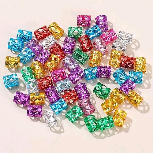 100PCS Multicolor Hair Rings for Braids & Dreadlocks - Adjustable Metal Cuffs