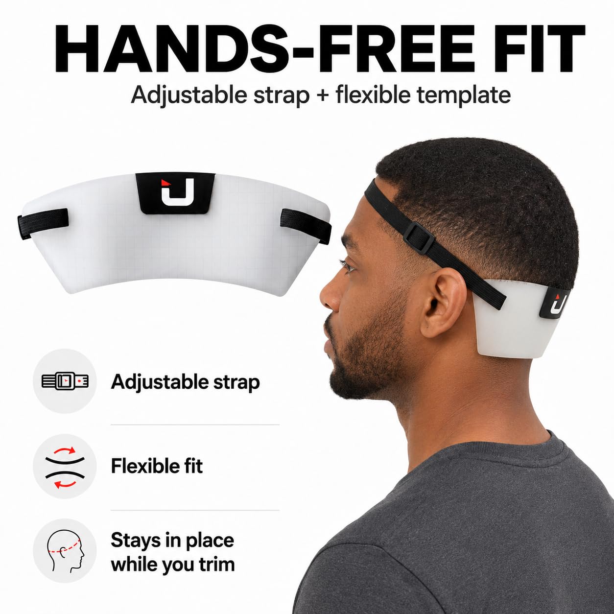 EdgUp Neckline Shaving Template for Men – Hands-Free DIY Haircut & Fade Guide, Flexible Silicone Neckline Trimmer Stencil, Original Since 2012