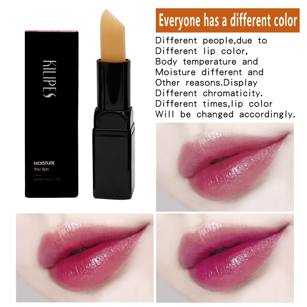 Moisturizer Lip Balm, Magic Temperature Color Change Lipstick, Waterproof Kiss-proof Long Lasting Lip Gloss Natural Nutritious Lip Stick with Vitamin E, 1 Tube, 0.12 Ounce (LP002 Cherry Lipstick)