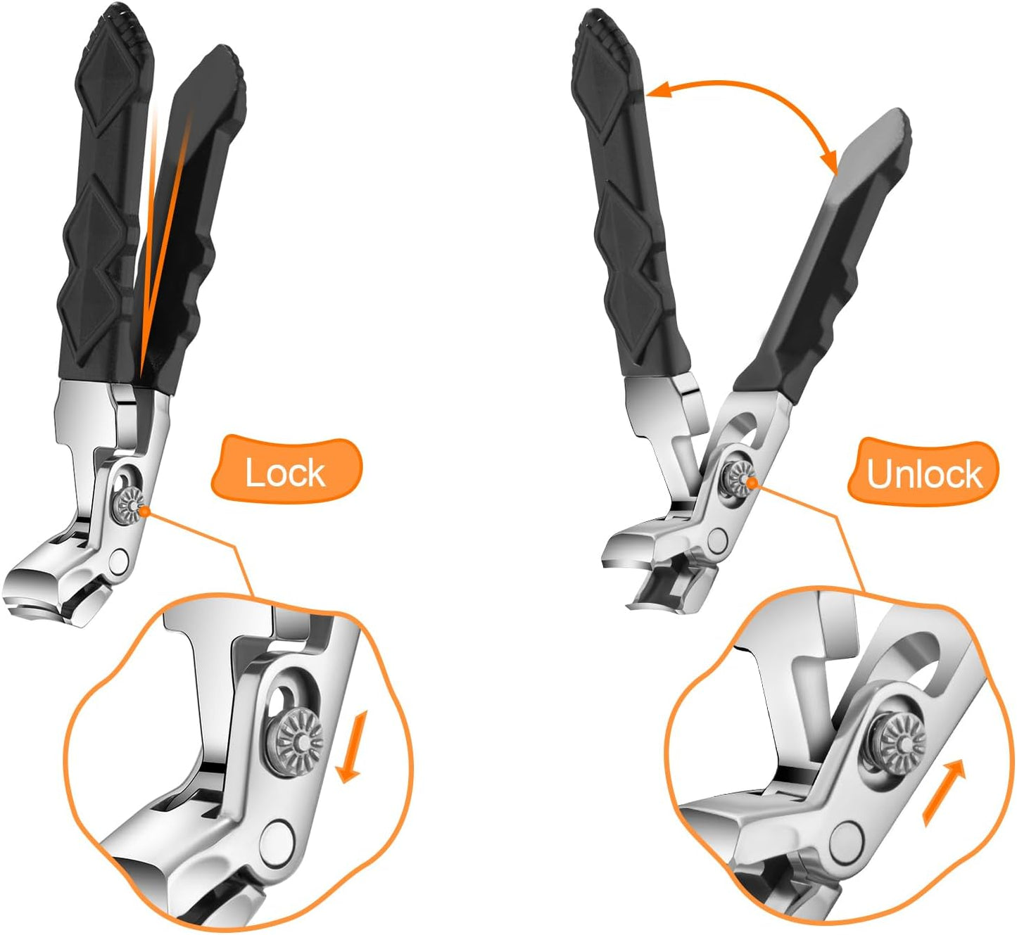 Long Handle Toenail Clippers - Ergonomic Design for Thick Nails | 15mm Wide Jaw Opening, Curved Blade