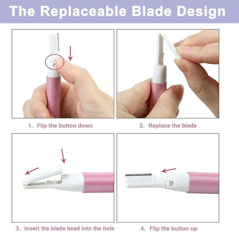 LAIKME Electric Eyebrow Trimmer for Women, Facial Hair Razor Removal for Men, Mini Epilator for Bikini, Remover for Face, Chin, Peach Puzz, Lips, Body, Arms, Legs, Battery Operated (Purple)