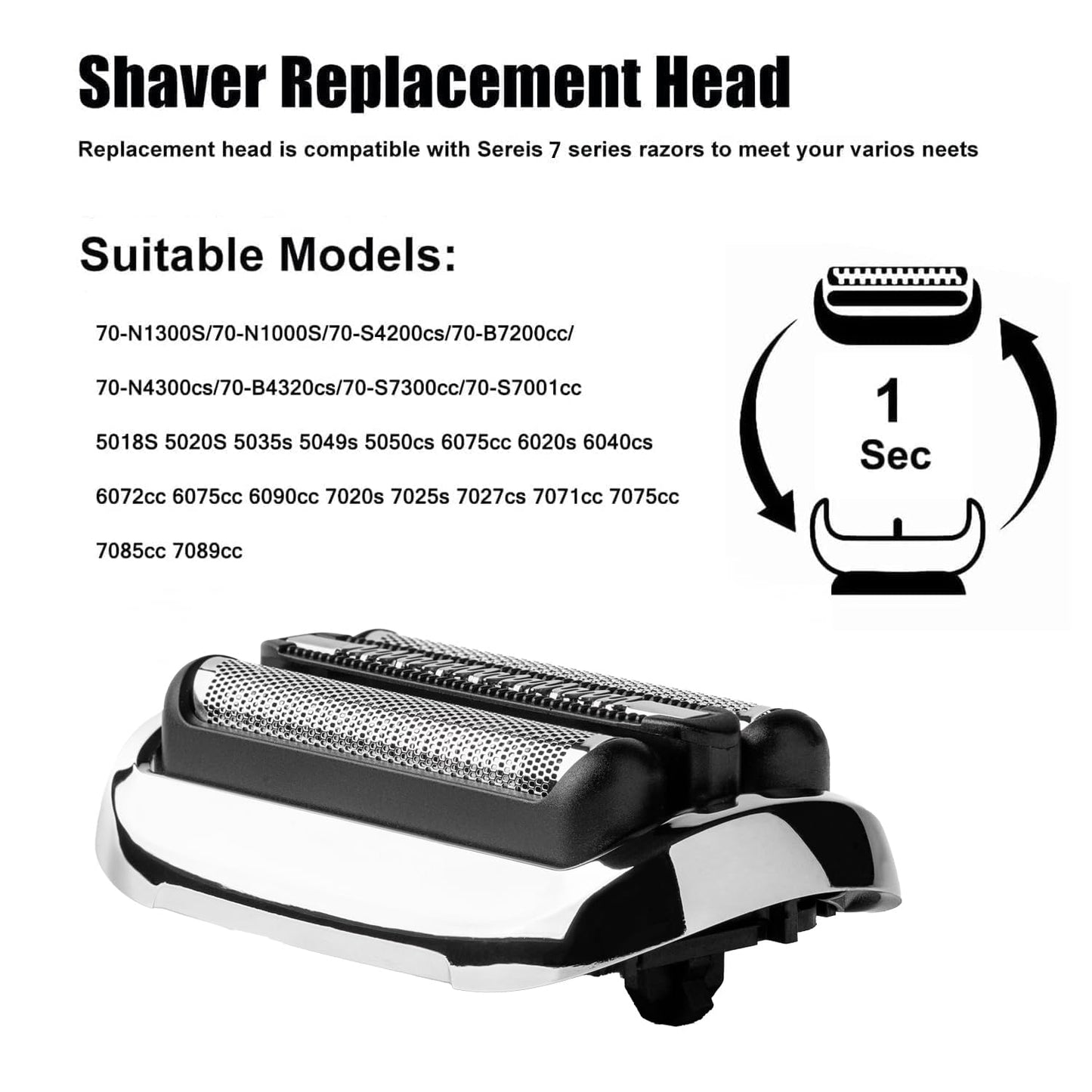 73S-Series 7 Replacement Foil & Blades Compatible with Braun S7 Replacement Head,73S Replacement Shaver Heads for Braun Series 7 360 Electric Razors Shaver 5764 7020s 7025s 7085cc 7027cs 7071cc 7075cc
