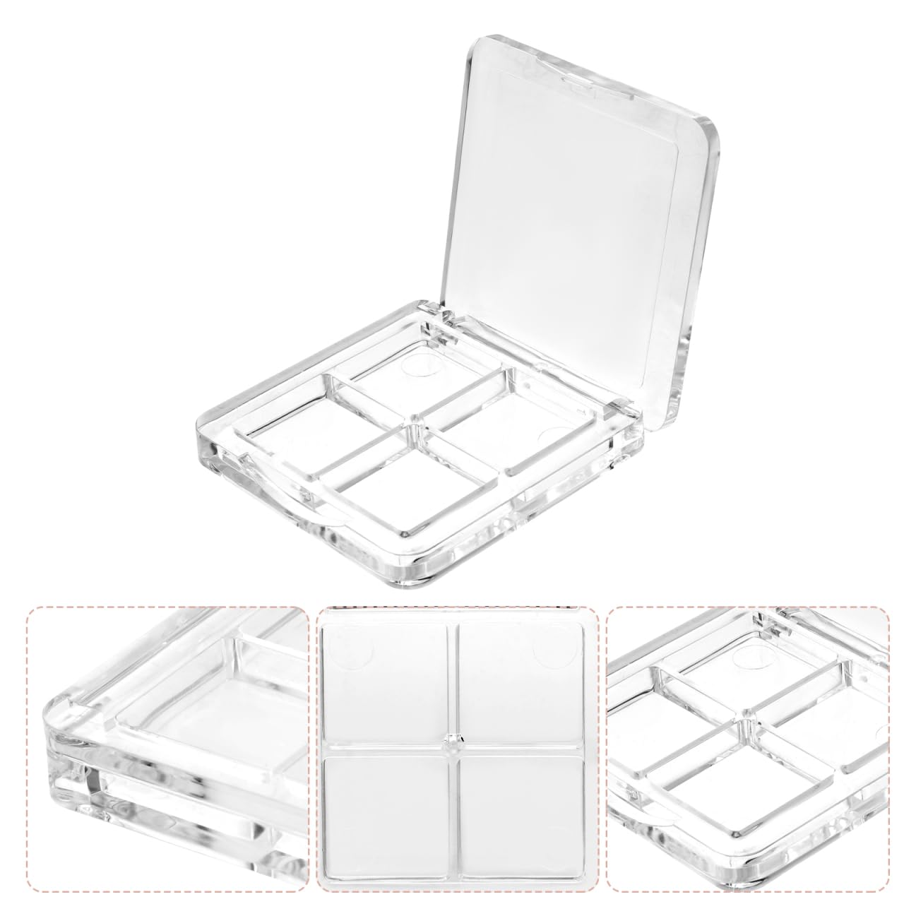 Empty Lipstick Palette - 4-Grid Refillable Depotting Case for Lipstick, Eyeshadow & Blush | Clear DIY Makeup Organizer for Women