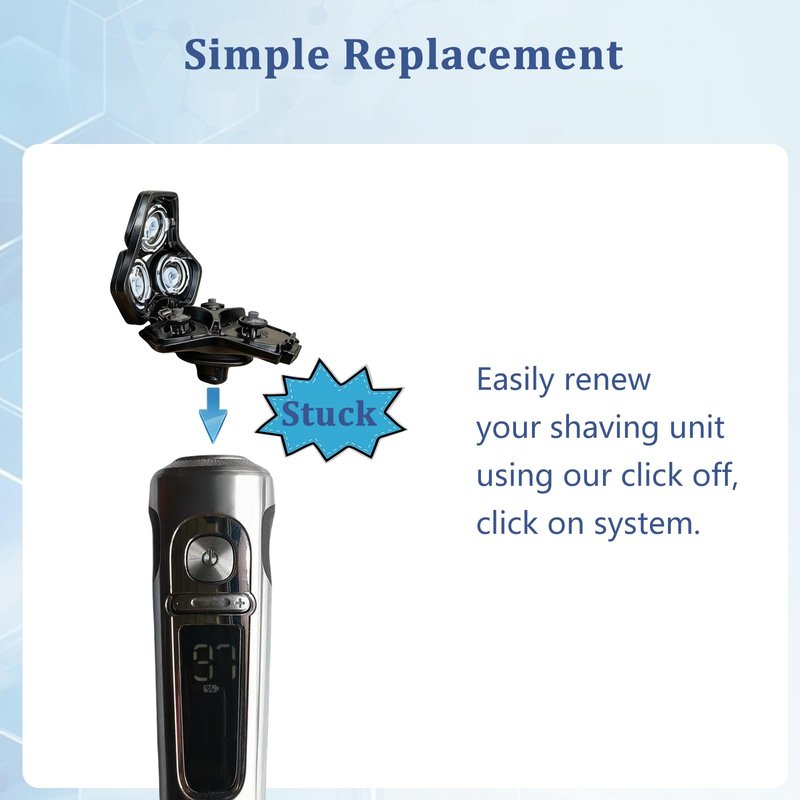 Upgraded SH71 Complete Shaver Head Replacement, Full Rotary Unit with Integrated Base Compatible with Philips Norelco 7000/S5500 Angular, 15 Precision Blades & Metal Holder (Gray)