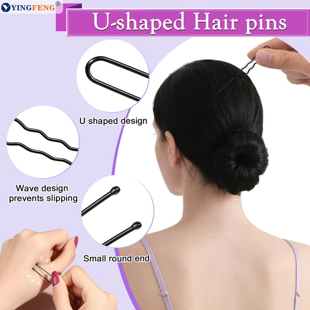 Hair Bun Maker Kit - 134 Pcs Set with 4 Bun Pieces, 20 Hair Nets, 100 Bobby Pins & 10 Hair Bands for Ballet Styling