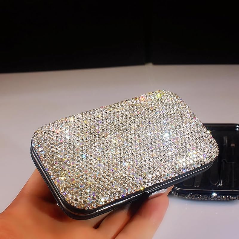 BestBling Rhinestone Manicure & Pedicure Kit - 8 Pieces Silver Travel Set