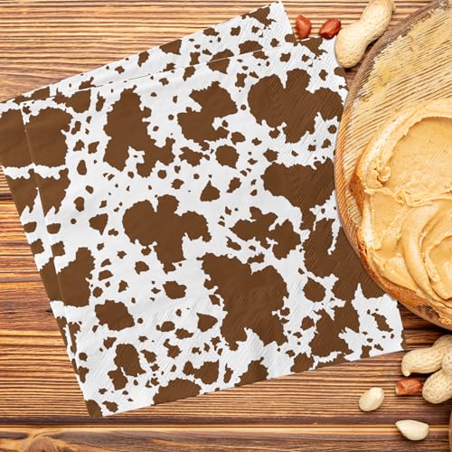 40Pcs Cow Print Napkins for Farm Birthday Party - Disposable Tissue Paper