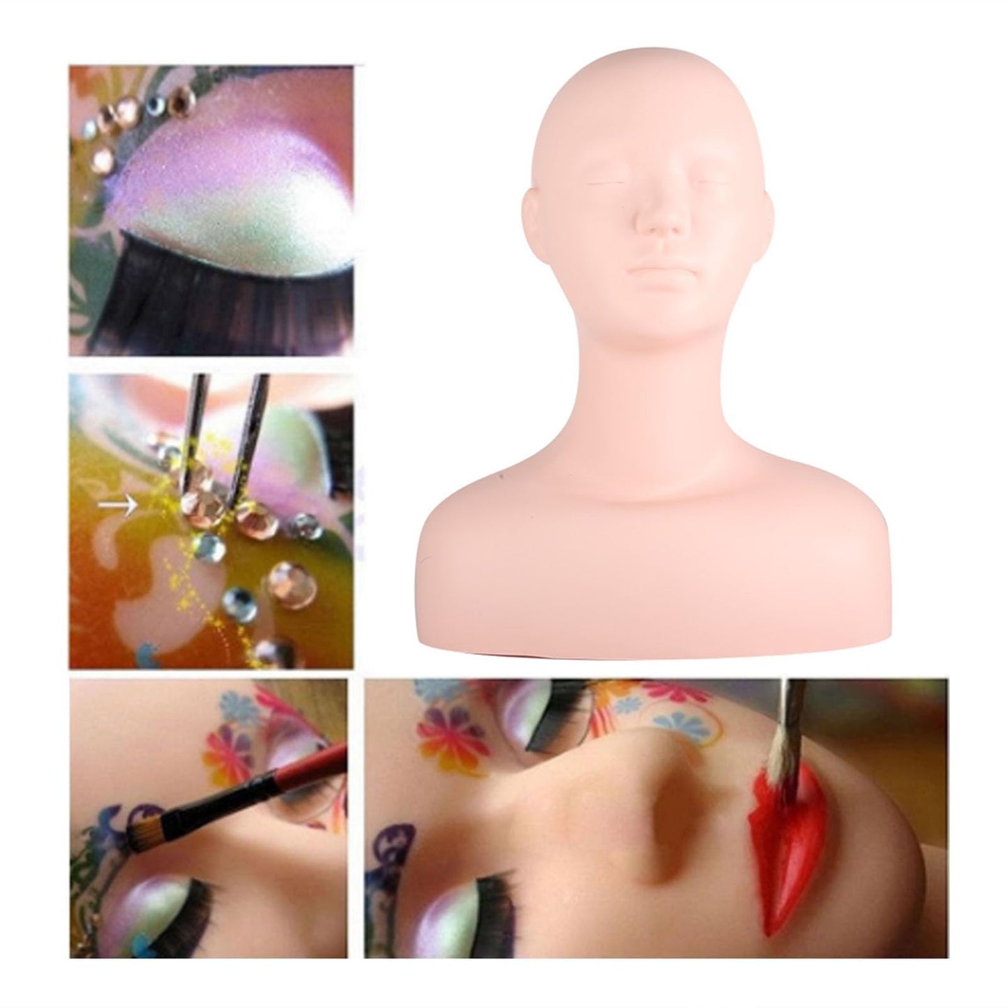 Makeup Practice Mannequin Head Silicone Soft Touch Practice Head Micro Blading Practice Model for Eyelashes Graftin Wig Hat Display