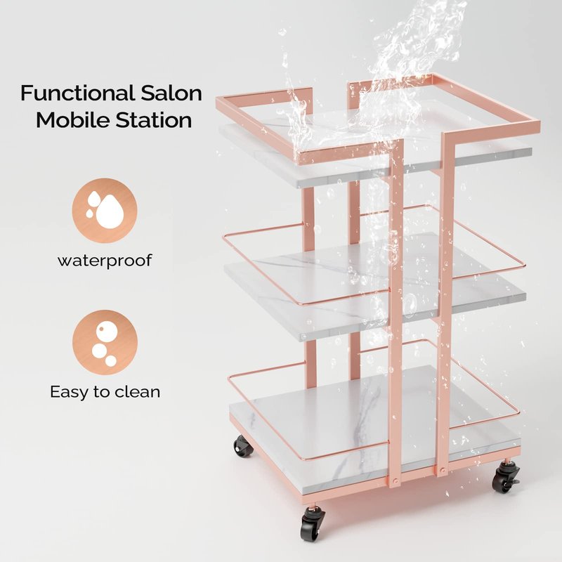 Esthetician Cart with Wheels Utility Salon Rolling Trolley, Mobile Storage Organizer for Beauty Spa Cosmetology Massage, Tattoo Manicure Facial Tool Holder Station